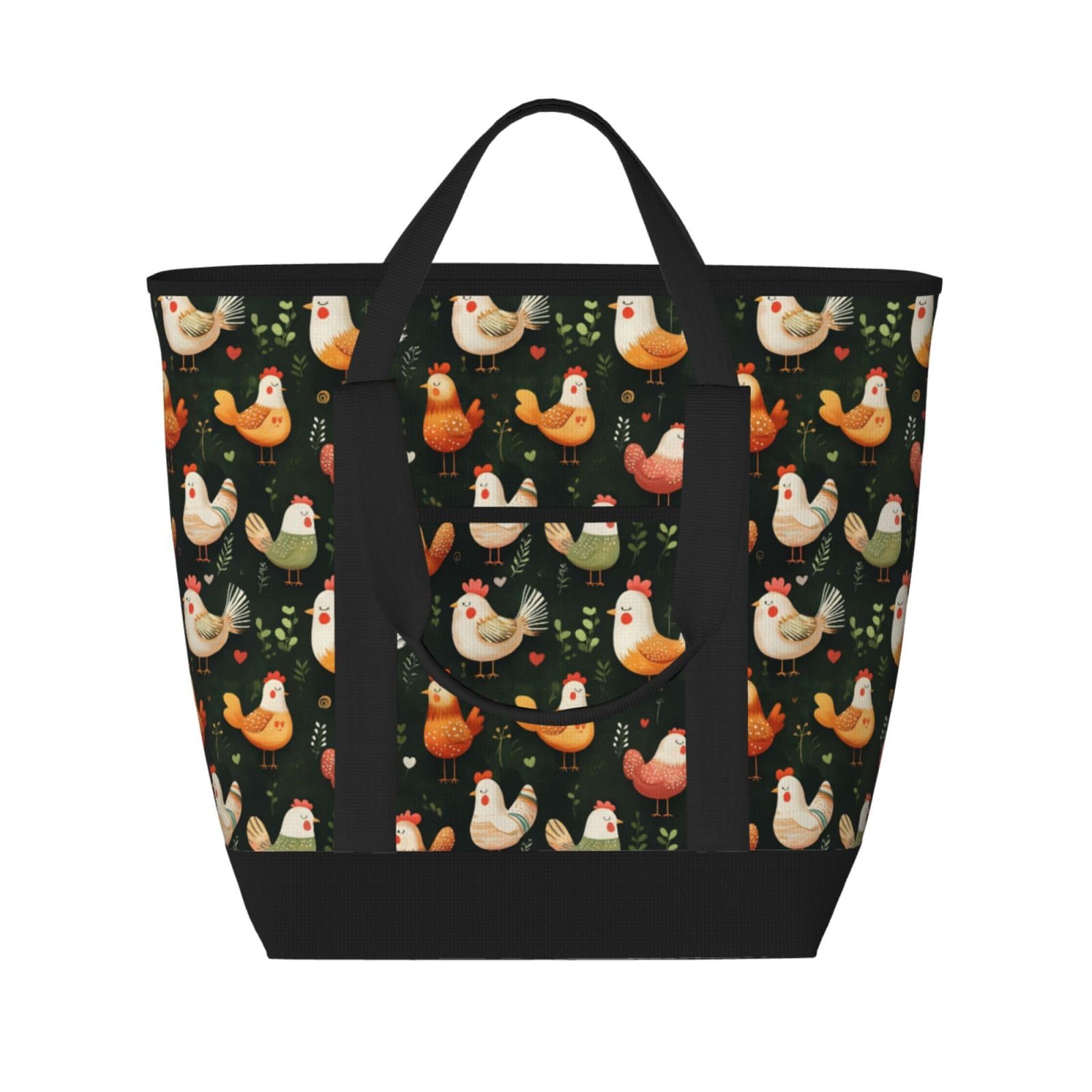 Sac d'épicerie isotherme étanche à motif poules pour garder vos courses au frais