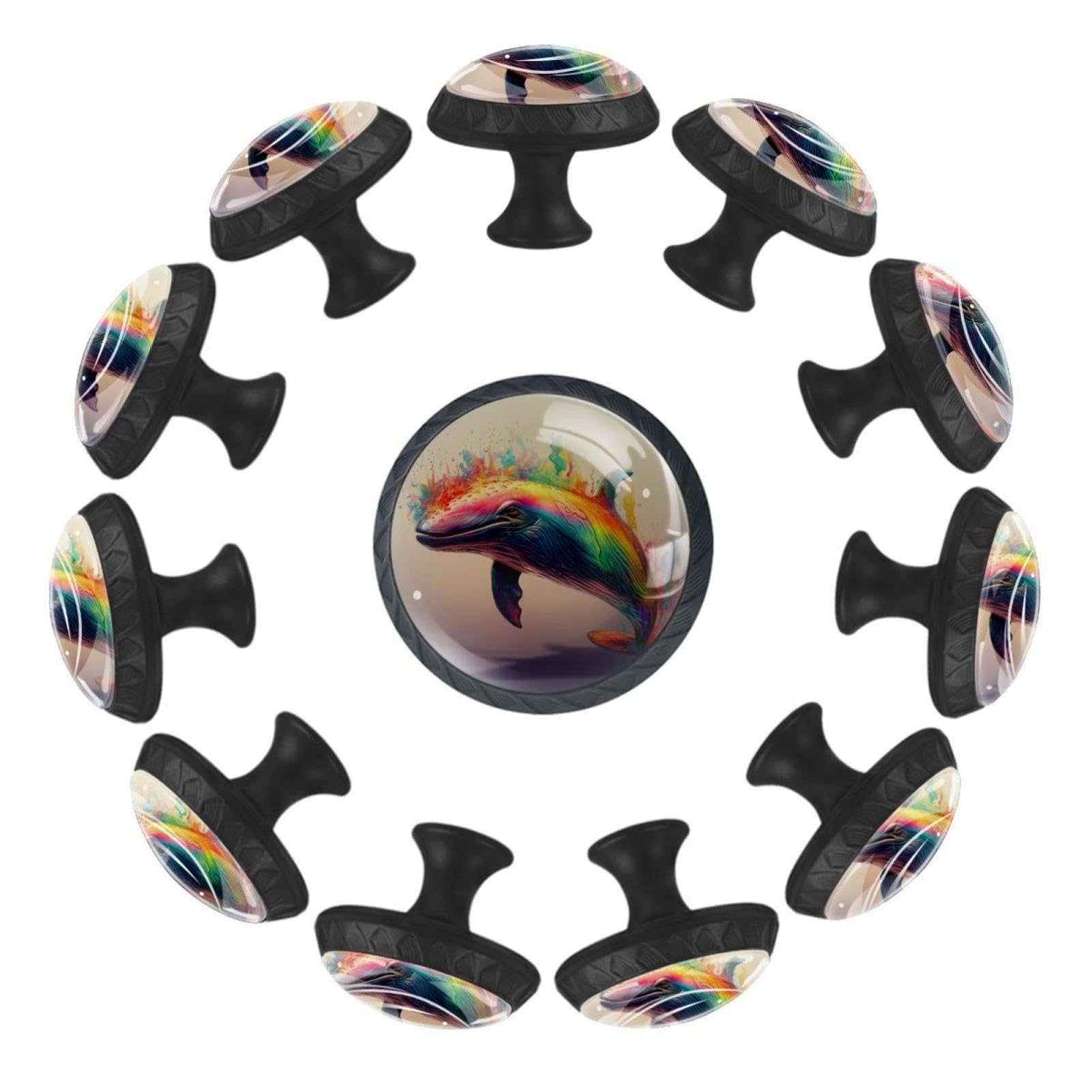 Boutons de tiroir en verre irisé Whale Art (lot de 12) pour boutons de meubles transparents