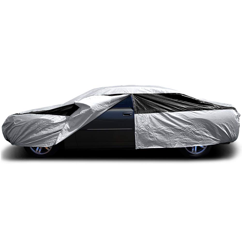 Wysokiej jakości wielowarstwowy pokrowiec samochodowy PEVA do Camry, Mustang, Accord i innych. Wodoodporny i chroniący przed promieniowaniem UV. Mierzy 500 cm. Podszewka ochronna, otwieranie na zamek