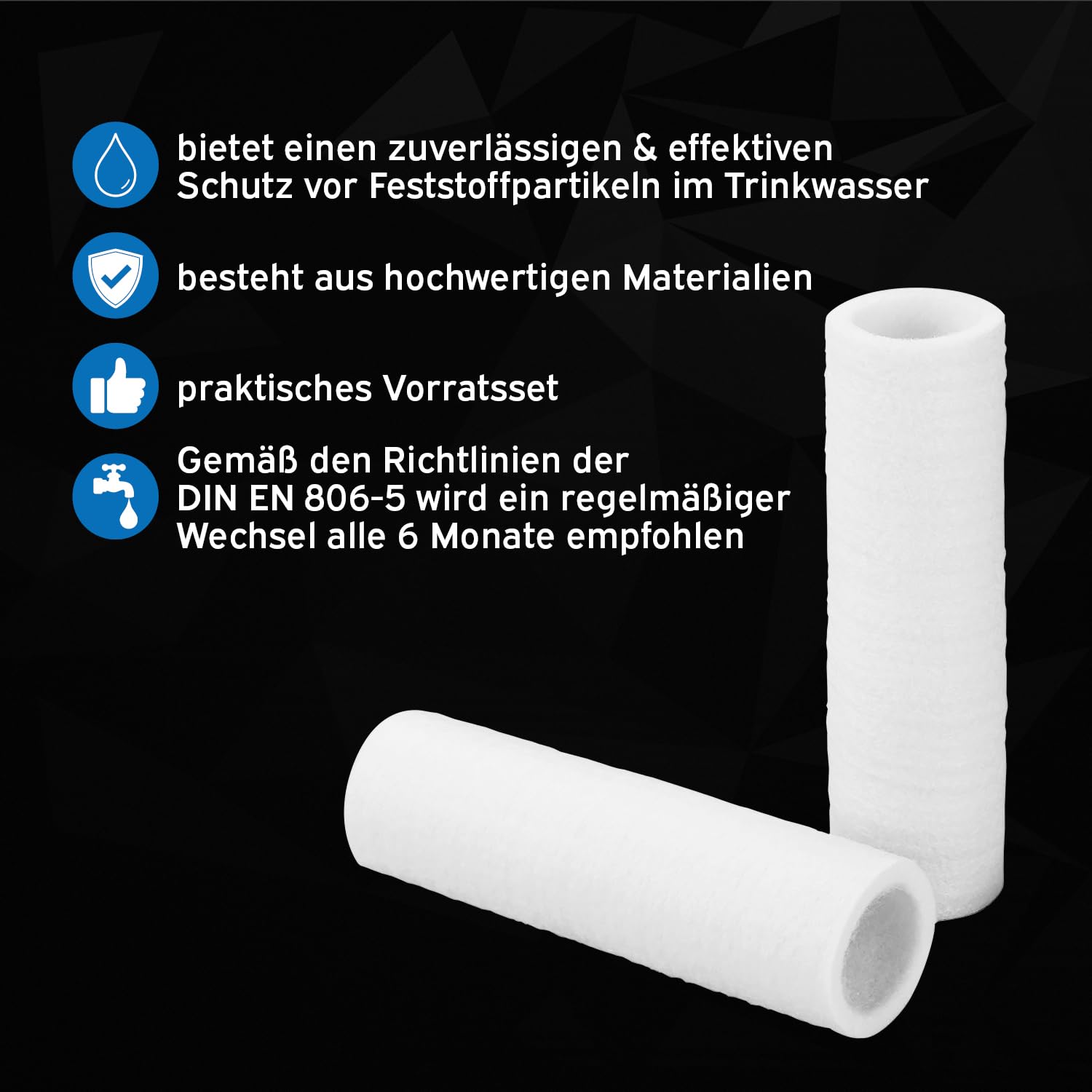 Ersatzfilterkerze Grünbeck GENO 80µm Größe 1 ohne Schutzglocke 2er Pack 103075, inklusive kör4u Mikrofasertuch grün