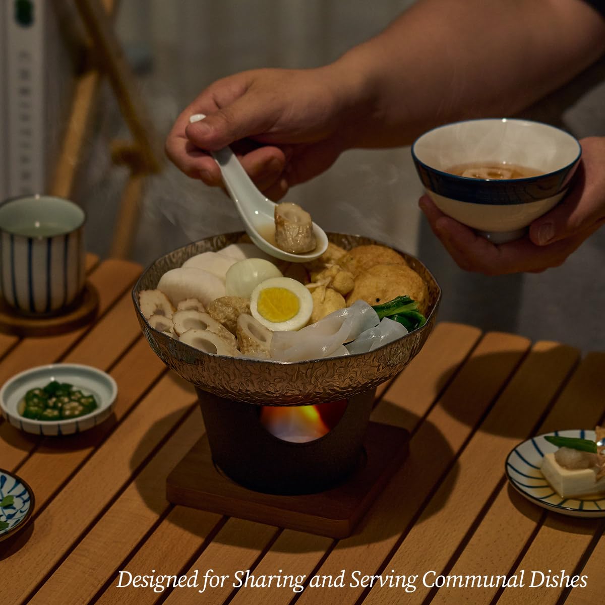 WAGENSTEIGER Plato multifuncional de acero inoxidable, sartenes para bufé y catering, cuenco de frutas y dulces, cuenco de cocina para ramen, sartén Sukiyaki de 3 capas con núcleo de aluminio (8.66