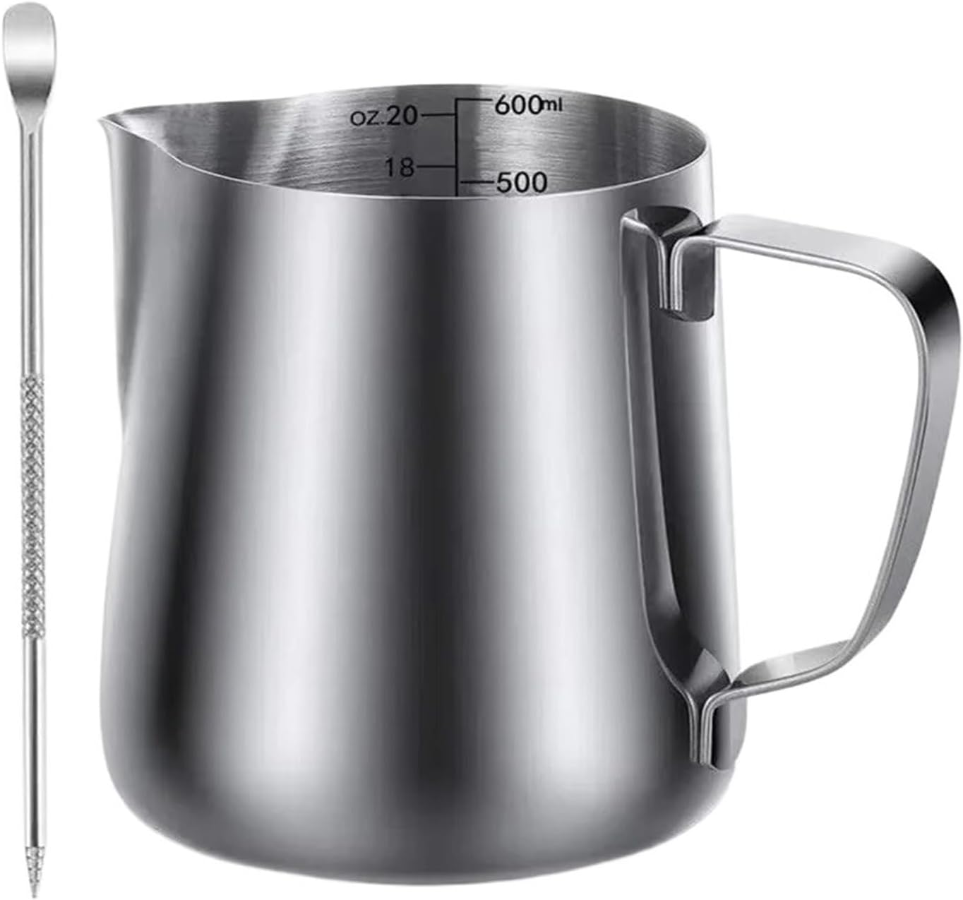 350ml/600ml (12oz/20oz) Milk Frothing Pitcher Steaming Pitchers Stainless Steel Coffee Latte Art Jug Cup with Pen(350ml (12 oz))