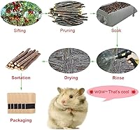 Vista 5 de Palitos de manzana de 8.82 oz para animales pequeños, golosinas de madera molar, juguetes para conejos, chinchillas, cobayas, hámster, jerbo, loro