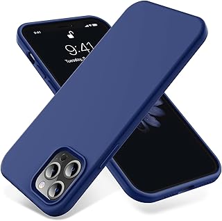 جراب حماية رفيع مضاد للصدمات والخدوش بتغطية كاملة مصنوع من سيليكون سائل ومبطن بطبقة مايكروفايبر ناعمة لموبايل آيفون 14 برو ماكس (6.7 بوصة) من دلع موبايلك - (أزرق)