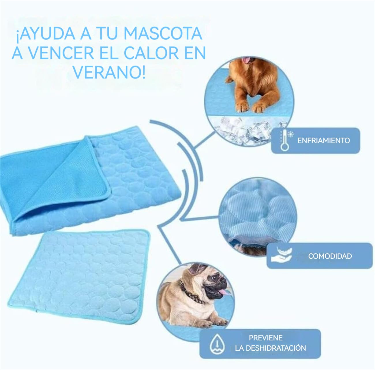 Alfombrilla Refrescante para Perros y Gatos, Manta Refrigerante sin Gel Químico, Tela Ice-Silk Transpirable, Autoenfriamiento por Contacto, Portátil, Antideslizante y Lavable para Verano