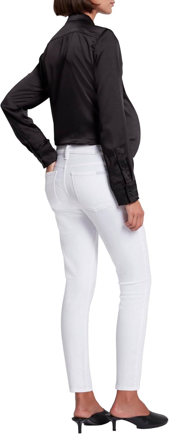7 For All Mankind Women's [Maternity] The Ankle Skinny Fit Jeans, Clean White - Image 2
