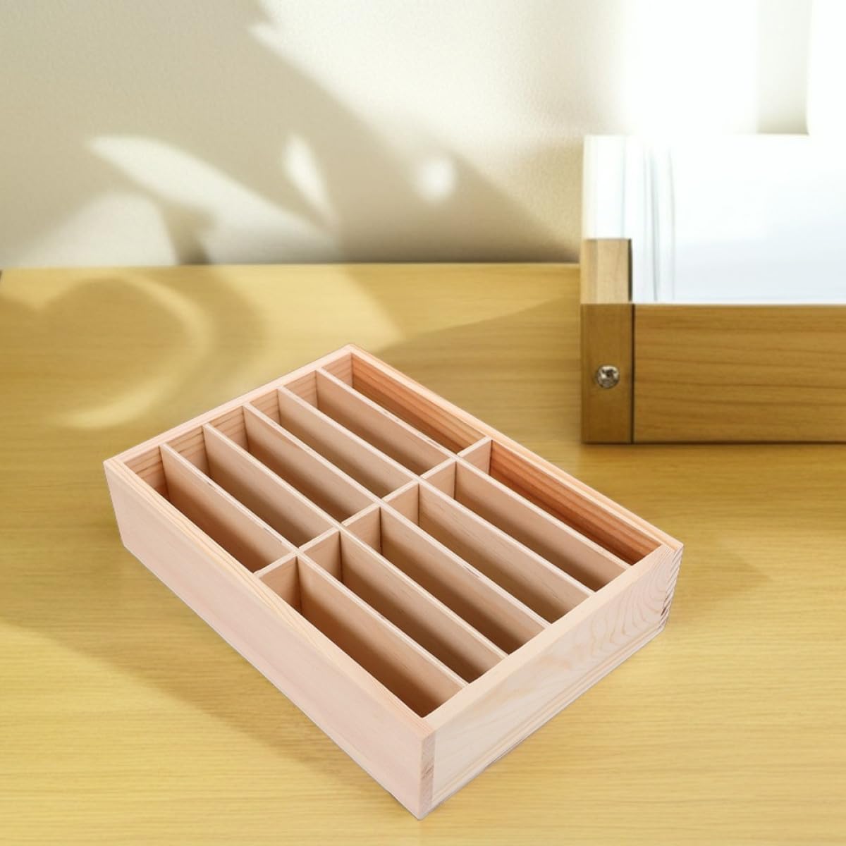 Cabilock Organizer per Cellulare da Ufficio in Legno 12 Slot, Supporto per Telefono da Tavolo Compatto, Scatola Portaoggetti per Cellulare per Aula e Sala Riunioni, Set 2 Pezzi