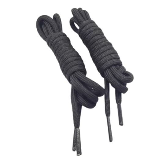 Par Cadarço Roliço Redondo Preto 1,60m Reforçado Para Coturno Militar Botas Adventure Tênis Trilha Caminhada Trabalho Alta Resistência e Durabilidade -Azrael Presentes®