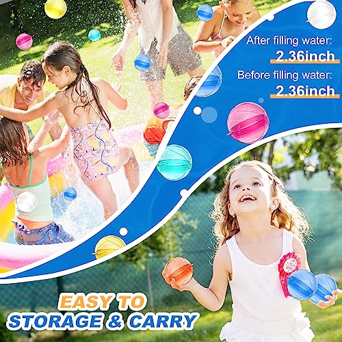 Reusable Water Balloons for Kids Adults Outdoor Activities Self Sealing Quick Fill Water Balloons Silicone Water Bombs with Mesh Bag,12pack - Thumbnail 6