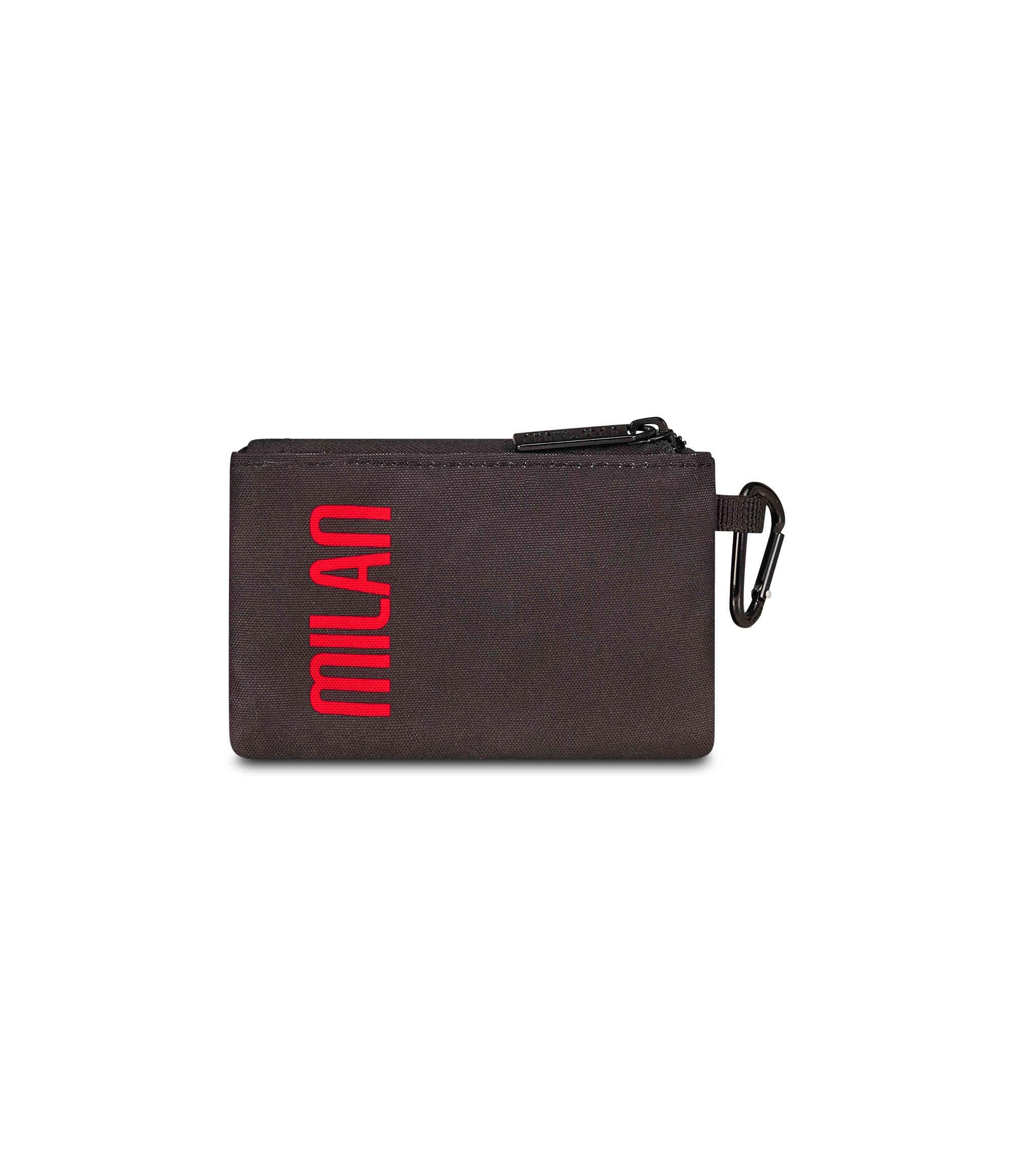 Seven Porta monete Milan, Nero, Chiusura con zip, Accessori, Tempo libero, Viaggi, Calcio, Idea regalo tifoso