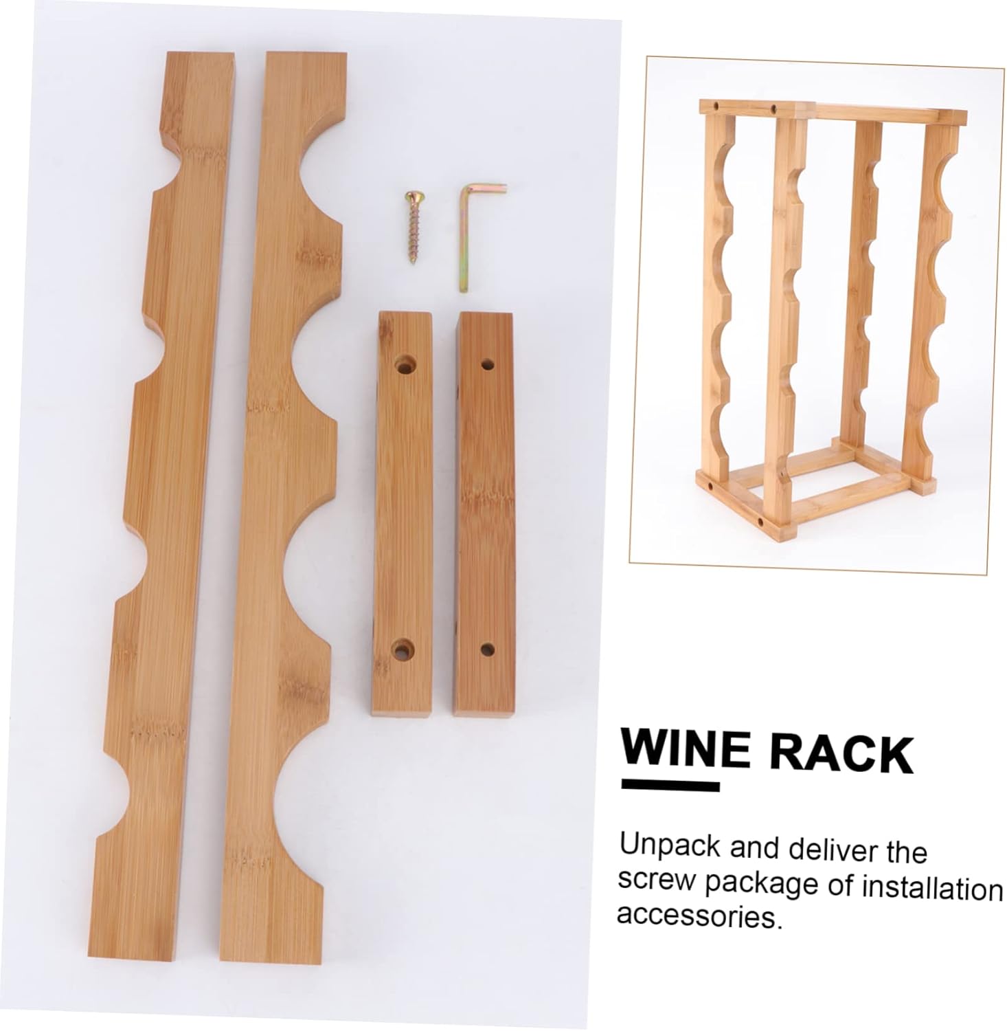 KICHOUSE Double Layer Bamboo Wine Rack Elegant Wooden Wine Storage Organizer Sturdy Display Holder for Home Bar Kitchen