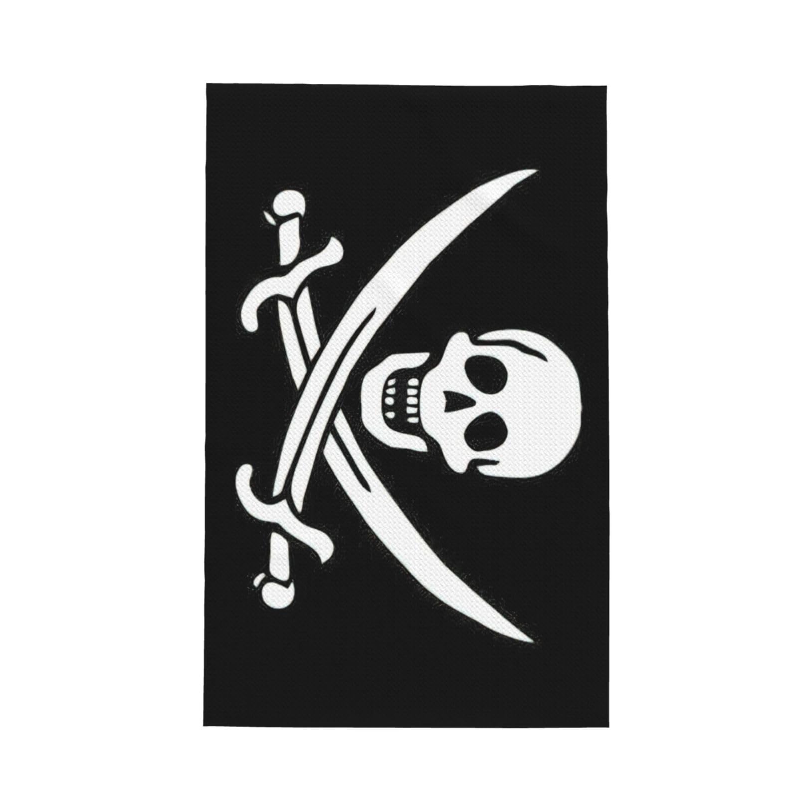CKGODGF Pirate Flag Print Absorbent Waffle Dishcloths,Kitchen Towels With Hanging Loops,Tea Towels.
