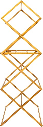 Miniatura 6 de Household Essentials Estante plegable de secado de ropa de bambú de gran tamaño, estante de lavandería de lujo con 11 clavijas, respetuoso con el