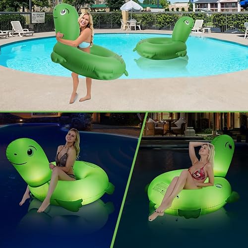 Miniatura 6 de Ciavca Flotadores inflables de tortuga con luces, flotadores de piscina LED solares para adultos, flotadores grandes de 42 pulgadas para piscina de