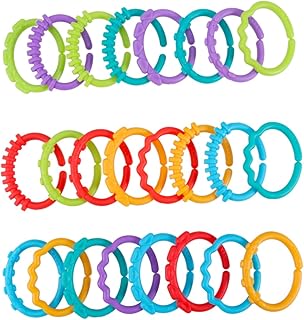 HAPINARY 24 Peças Anéis De Mordedor Infantil Anel De Dentição Mordedor Chocalho Brinquedos De Dentição Anel De Conexão Elos De Anel De Dentição Tubos De Dentição Para Carrinho De Bebê
