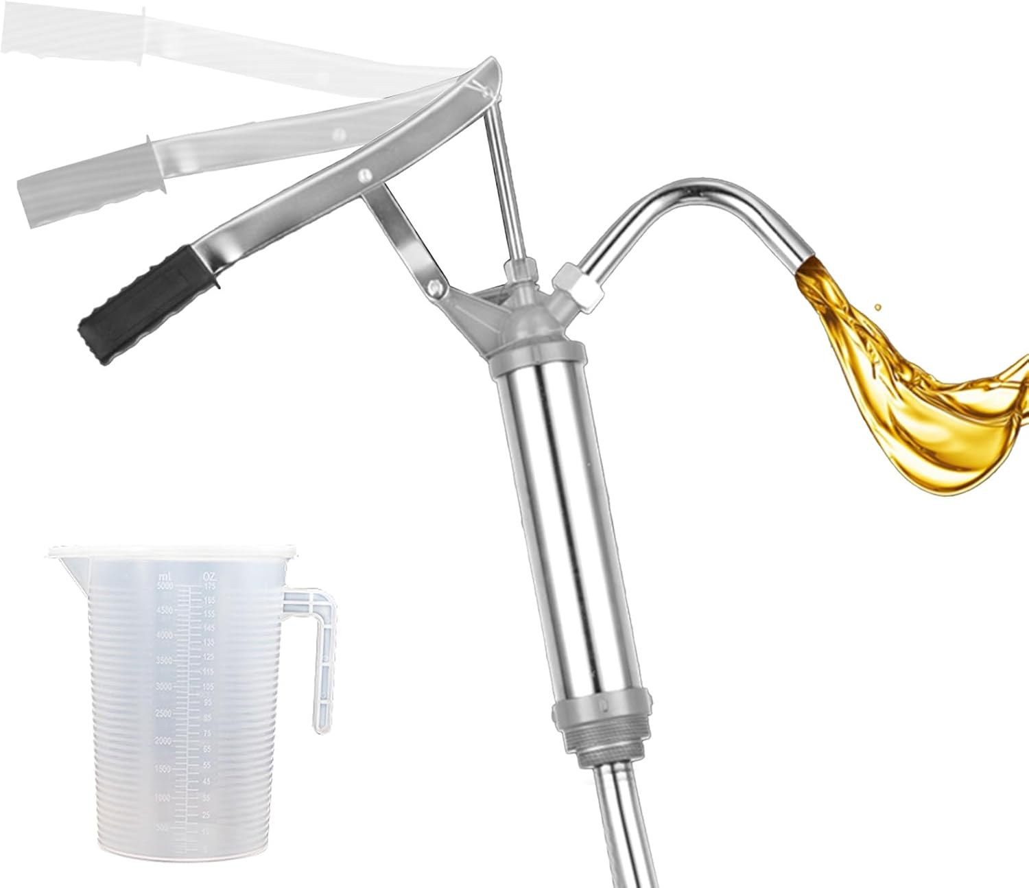 AMUFJJ 1 2 3 4 5 Pcs Iron Lever Action Barrel Drum Pump, Portable Hand Press Oil Pump & Transfer Pumps with Graduated Cup for Construction Site/Ships(2 pcs)