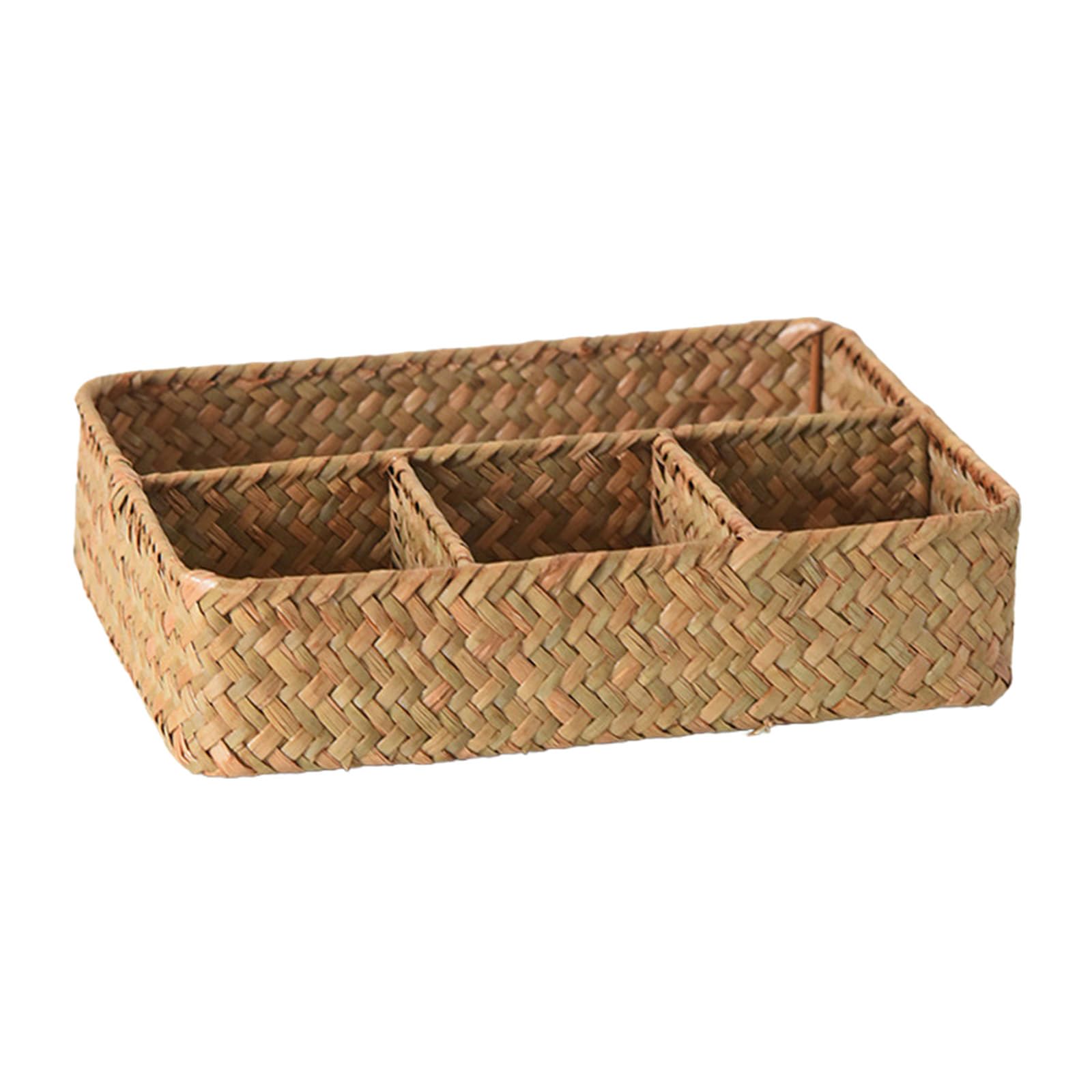 Jazuaiao Straw Woven Organized Basket Breathable Compartments for Living Room Storage Underweight Organized