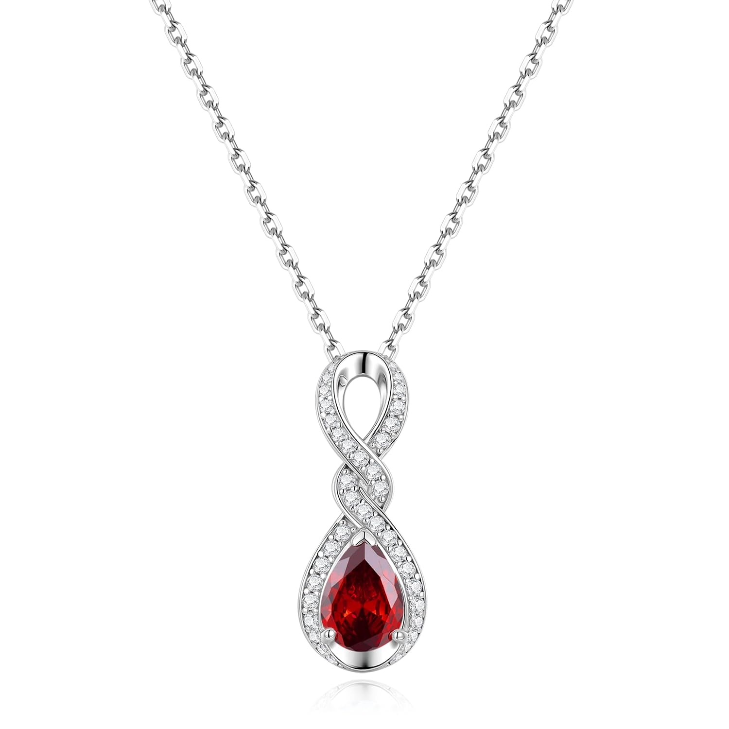 FANCIME Infinity Embrace Birthstone Necklaces for Women Fine Jewelry Sterling Silver Dainty Infinity Pendant Anniversary Birthday Mothers Day Gifts for Wife Women Mom Daughter Her - Image 8