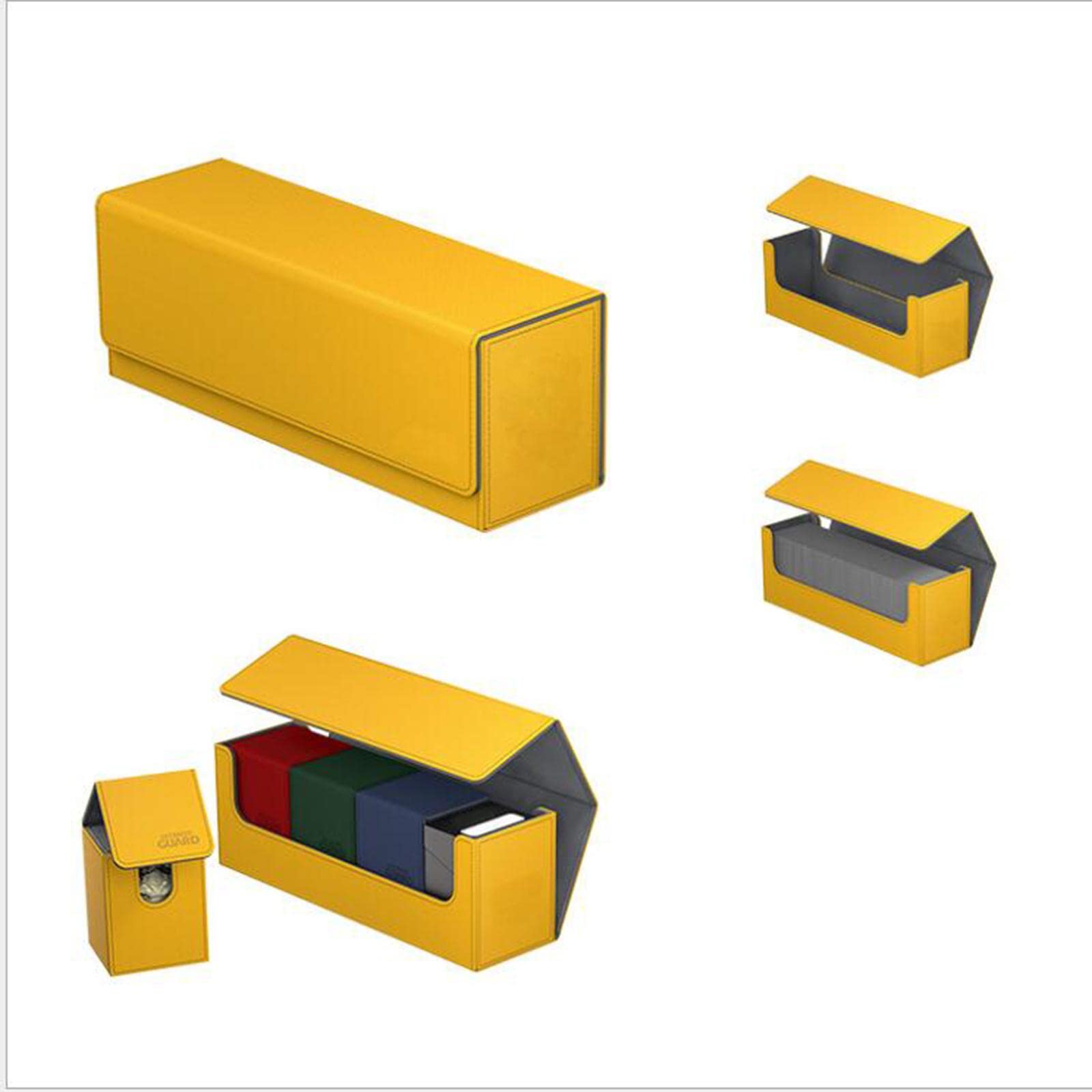 2 zestaw dużych etui na karty do gier standardowy rozmiar na 400+ kart z rękawami żółty
