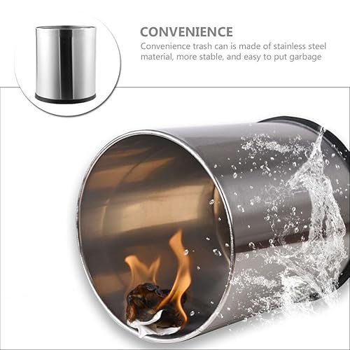 Miniatura 4 de Yardwe Basurero redondo de metal de acero inoxidable de 10 litros, doble capa, con parte superior abierta, para baño, cocina, hogar, hotel, oficina