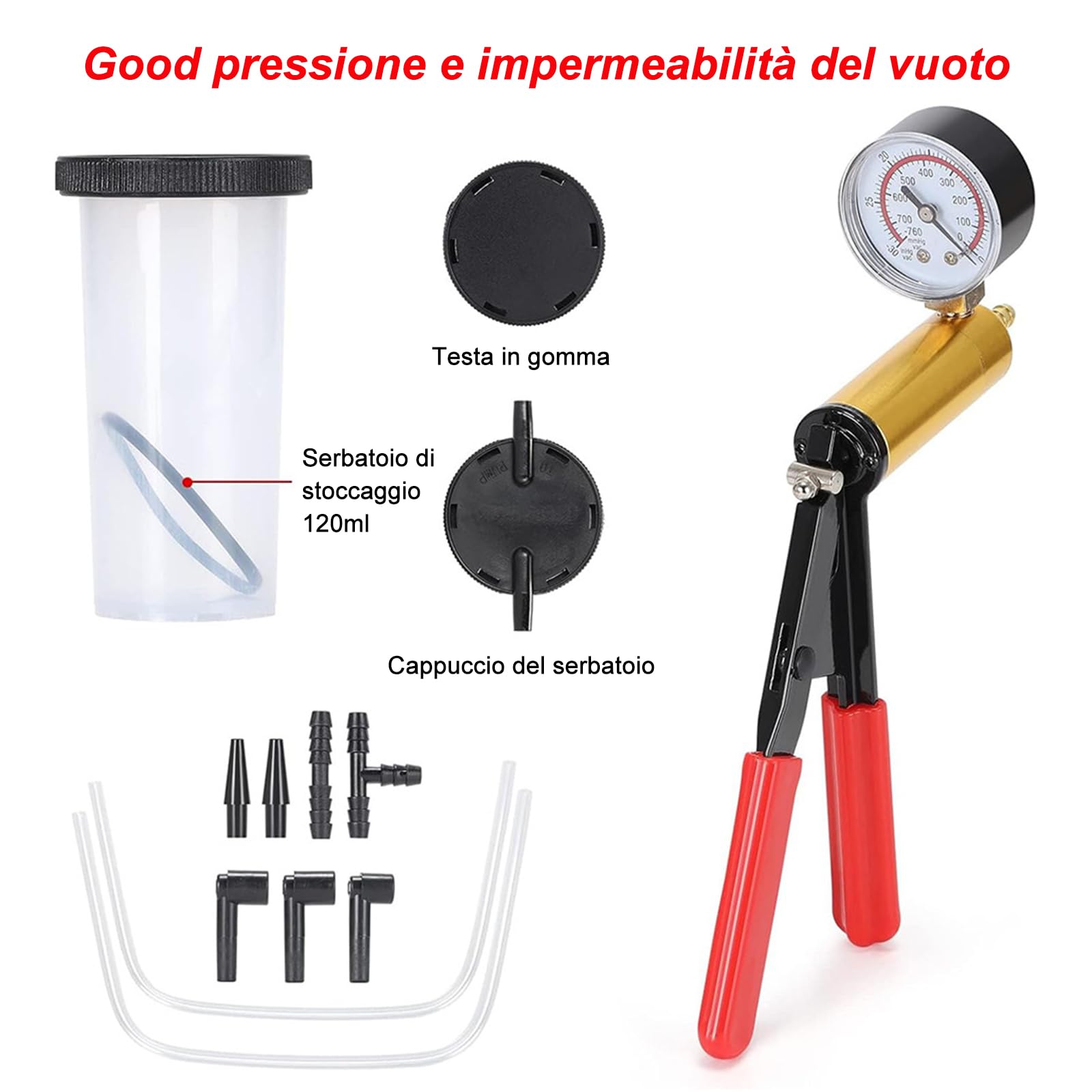 Freni Auto Dispositivo per aspira Liquido Freni Kit,Professionale per Spurgo Liquido Freni Set,Pompa Manuale per Svuotare Facilmente i Freni di Auto e Moto