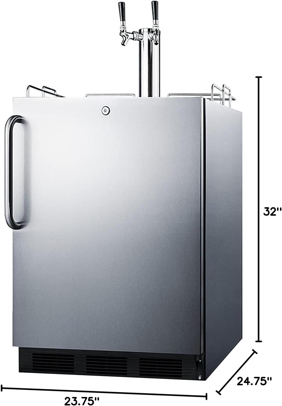 Summit Appliance SBC54OSBIADAWKDTWIN Built-in Undercounter ADA Compliant Commercially Listed Dual Tap Wine Kegerator in Stainless Steel Exterior for Outdoor Use, Auto Defrost, Lock