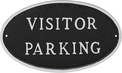 Miniatura 3 de Placa ovalada de estacionamiento para visitantes para pared o césped para casa o negocio - Estacionamiento reservado - Aluminio recubierto de polvo