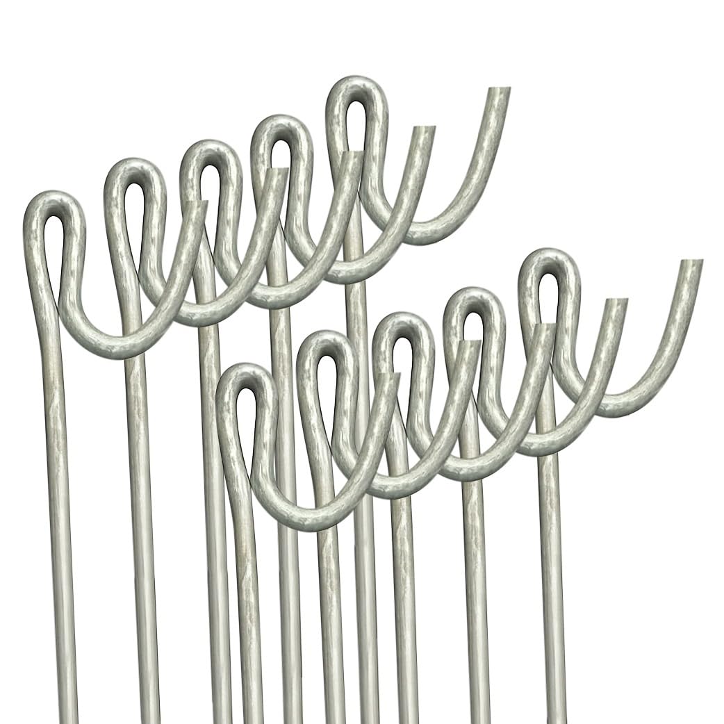 Fencing Pins 125cm – Pack of 10 – Standard, Black Coated, Galvanised, Ribbed, Ribbed Galvanised – Heavy Duty Temporary Fence Posts (Hot Dipped Galvanised)