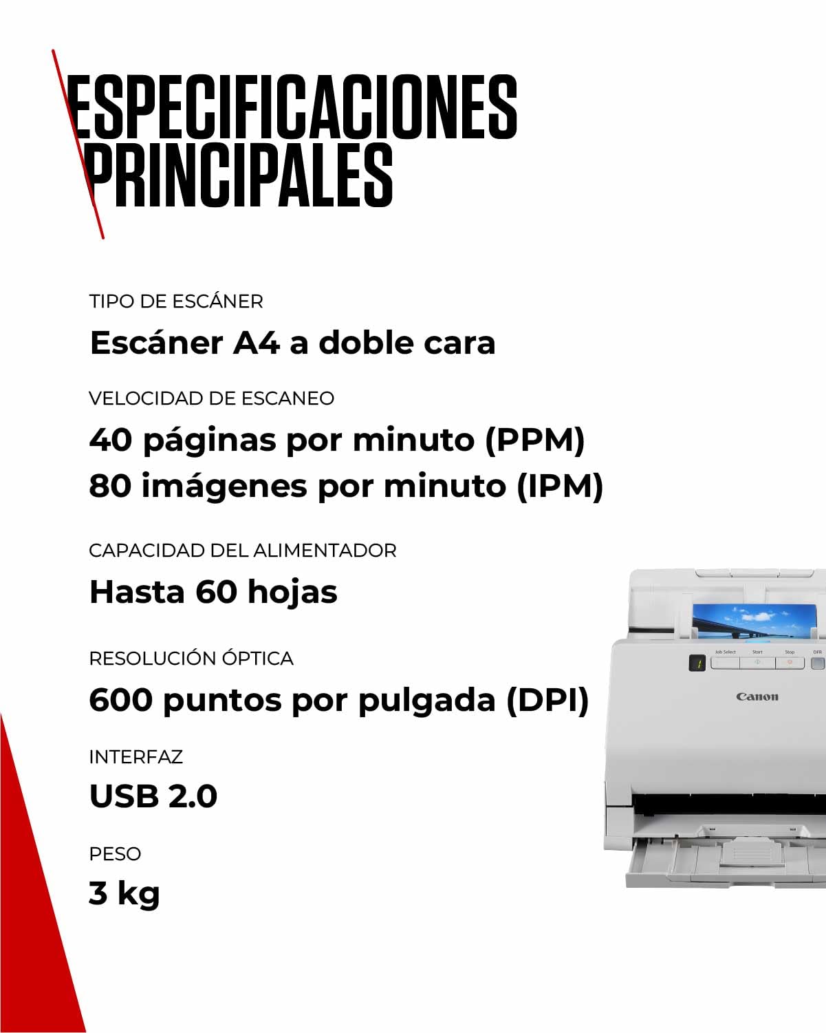 Canon imageFORMULA RS40 Escáner de Fotos y Documentos | Escaneo a Doble Cara con USB para el hogar y la Oficina | con Auto Photo Fix y Corrección de Ojos Rojos | Incluye Software Canon CaptureOnTouch