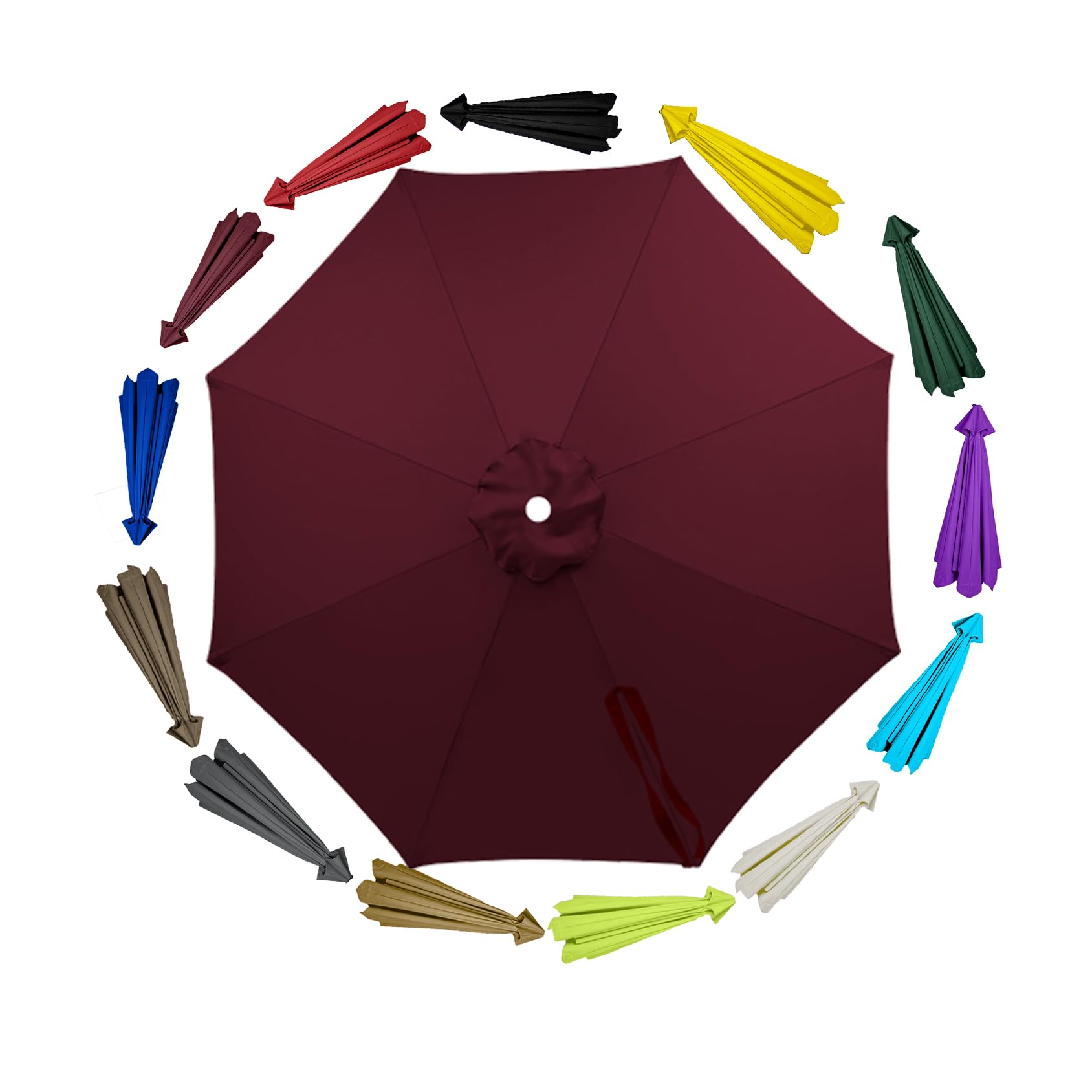Replacement Parasol Canopy 6/8 arms 2.3m, for Outdoor Parasol, Large Garden Umbrella, UV Resistant(6arm-Burgundy) โ image 1