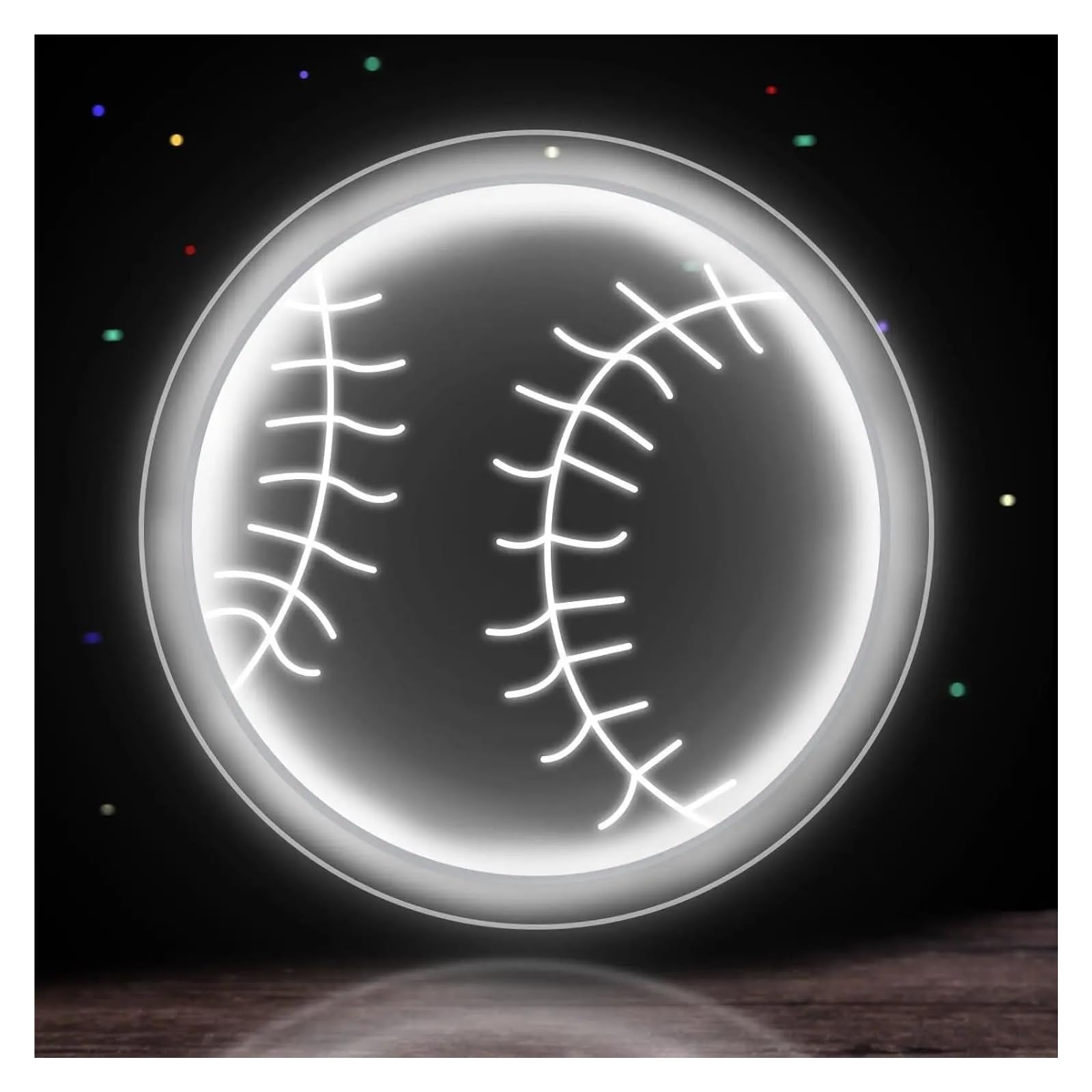 LEMST Sign Lamp Baseball Neon, Home, Bar, Party Wall Decor, USB Powered with Dimmable Switch 30x30cm