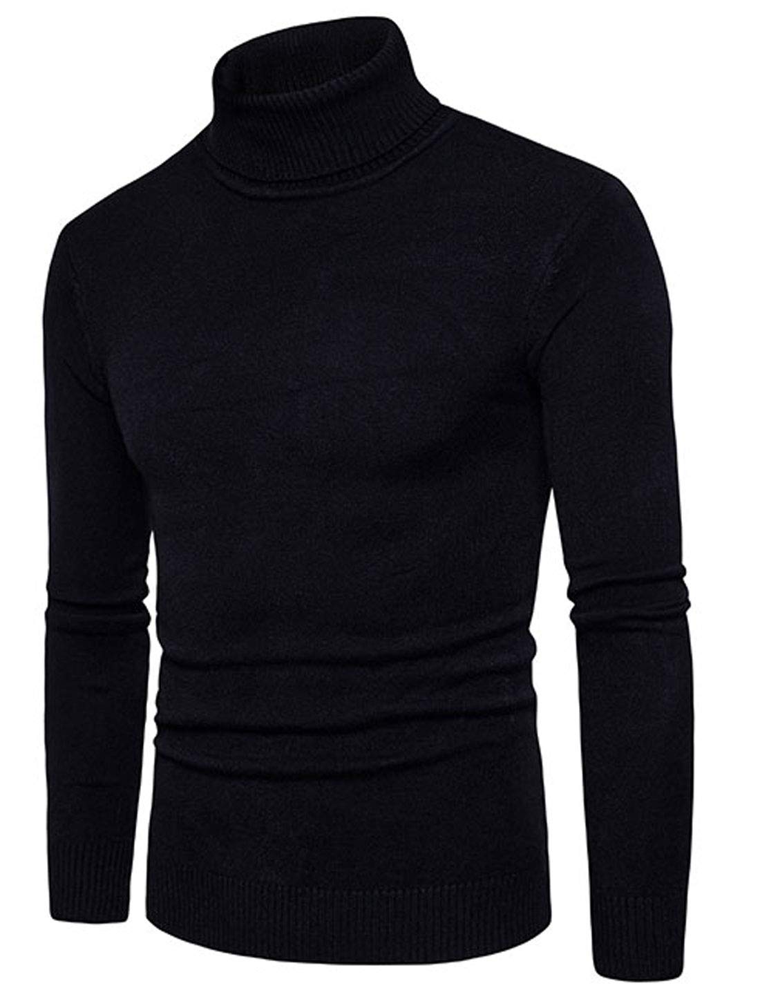 Flygo Men's Turtleneck Sweater Slim Fit Soft Knitted Basic Pullover Sweater