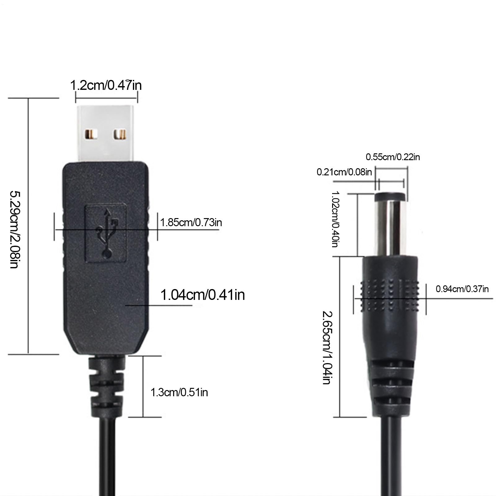 Générique Adattatore USB a CC, cavo da 5 V a 9 V/12 V, tensione spinta corda, jack connettore, soluzione portatile per fan, tavolo lampada, pianoforte, elettronica, dispositivi domestici
