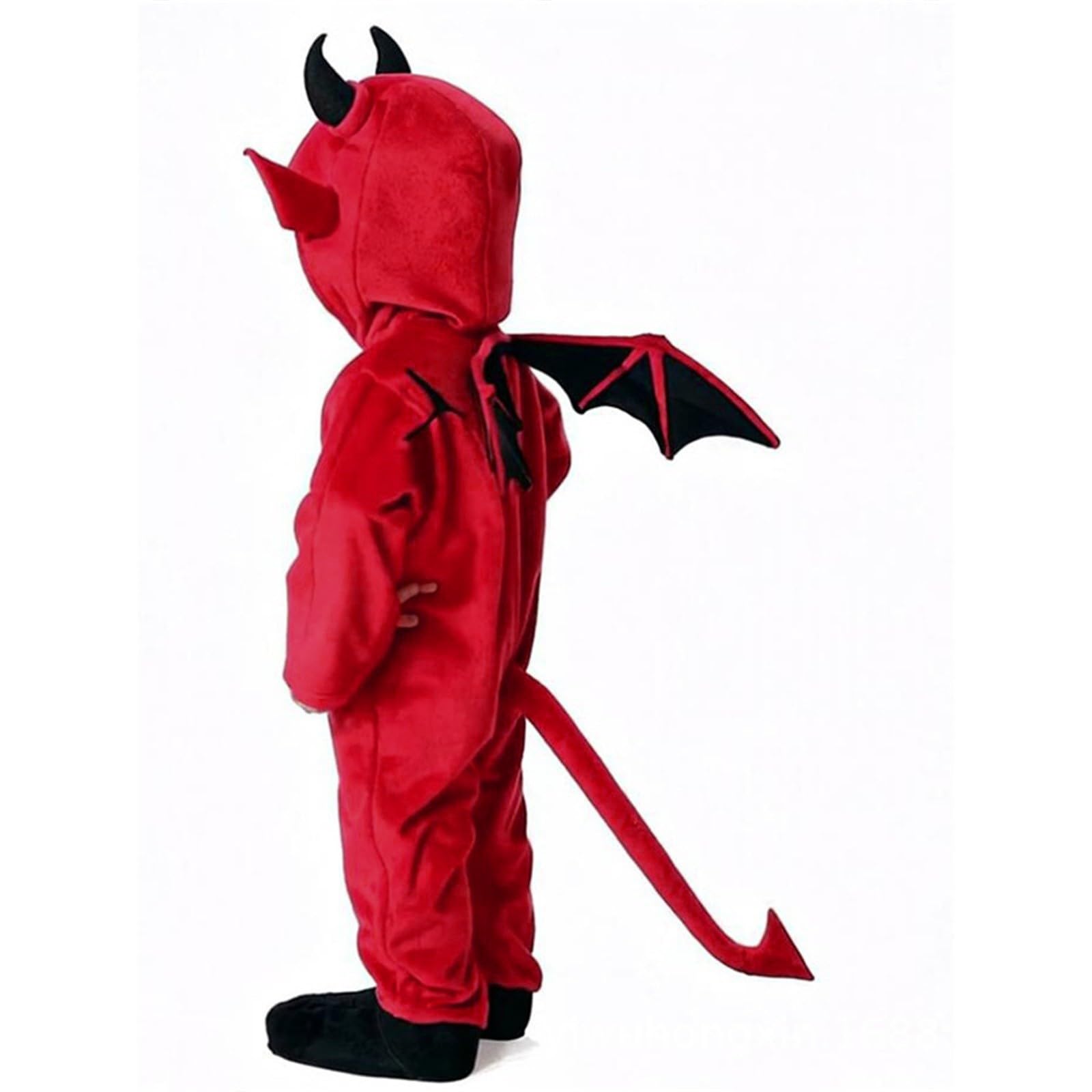 Costume de Petit Diable Bébé - Inclut Ailes, Cagoule, Queue et Combinaison - Costumes de Cosplay pour Halloween et Fêtes Costumées - Idéal pour Enfants