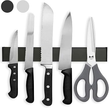 Magnetic Knife Holder for Wall, 12" Magnetic Knife Strips, Stainless Steel Magnetic Bar as a Knife Holder, Magnetic Strip for Knives for Kitchen Utensil Organizer Black, 12 Inch