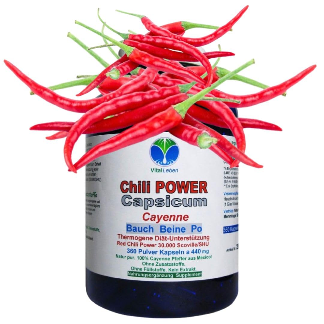 Red Chili Fat-BURNER CAPSAICIN 360 Kapseln BAUCH BEINE PO "Fettbrenner" POWER-Diät Unterstützung & (Fett) Stoffwechsel. OHNE Zusatzstoffe 26595-360