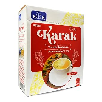 BonBalloon Instant Karak Chai Tea With Creamer Sweetened Skimmed Milk & Cardamom Vegan Cream Break ( 1 Pack 8 Sachets x 25 gm ) Natural Coffee New World Of Non Gmo Kosher Halal
