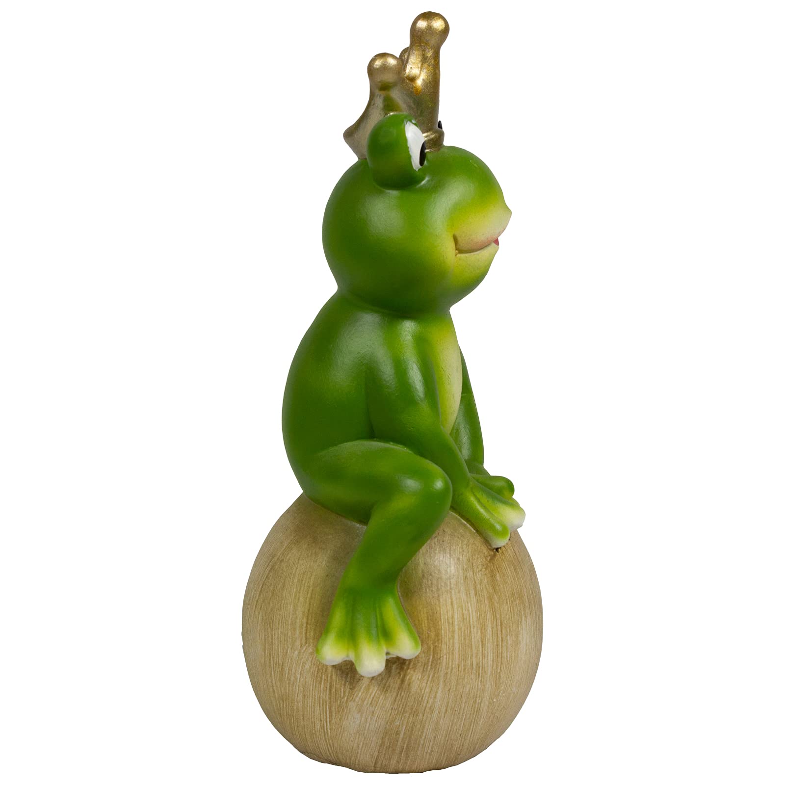 DURLINE - Decorazione da giardino XXL con corona dorata verde naturale. La miscela di ceramica è resistente alle intemperie, la statua da giardino ha un'altezza di circa 30 cm.