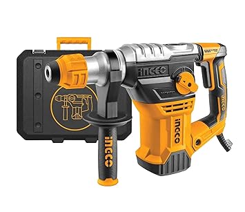 Ingco Innovative Industrial 1500W Rotary Hammer Cum Breaker Cum Demolition Hammer with 3 drills and 2 chisels Corded-electric, 220-240V - Yellow