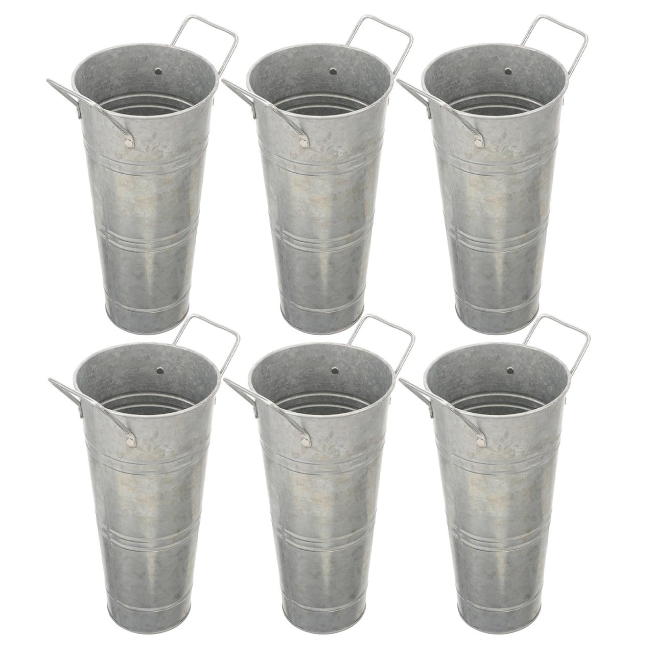 Vase rustique métallique galvanisé Beaupretty 6 pièces pot fleurs style ferme