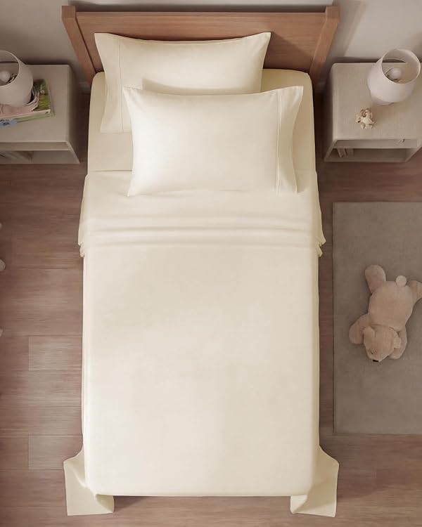Twin 4 Piece Bed Sheet Set - Comfy, Breathable & Cooling Sheets - Off White by CGK Unlimited - Image 7