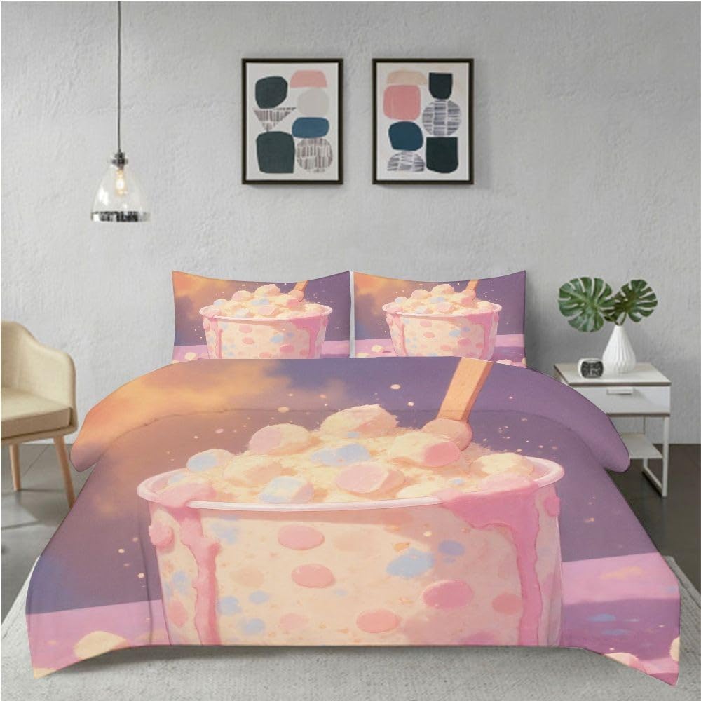 Set di Copripiumino Matrimoniale 240x260 cm Tè al Latte Rosa A5796