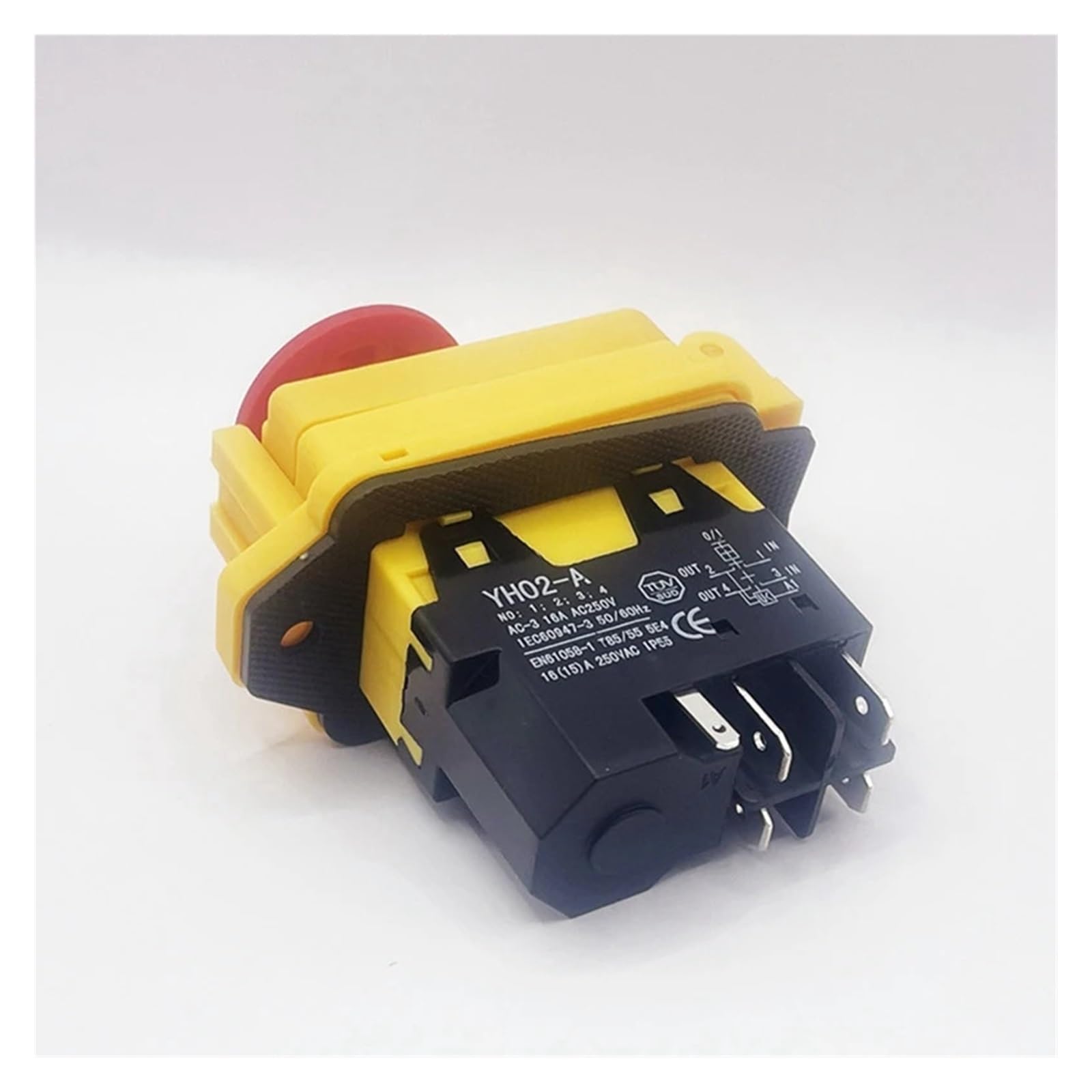 Waterproof Magnetic Pushbutton Switch YH02-A – IP55, 250V 16A, 4-Pin, Electromagnetic Start Button, For Gardening Tools, Table Saws, Drills, Grinders, And Industrial Machinery