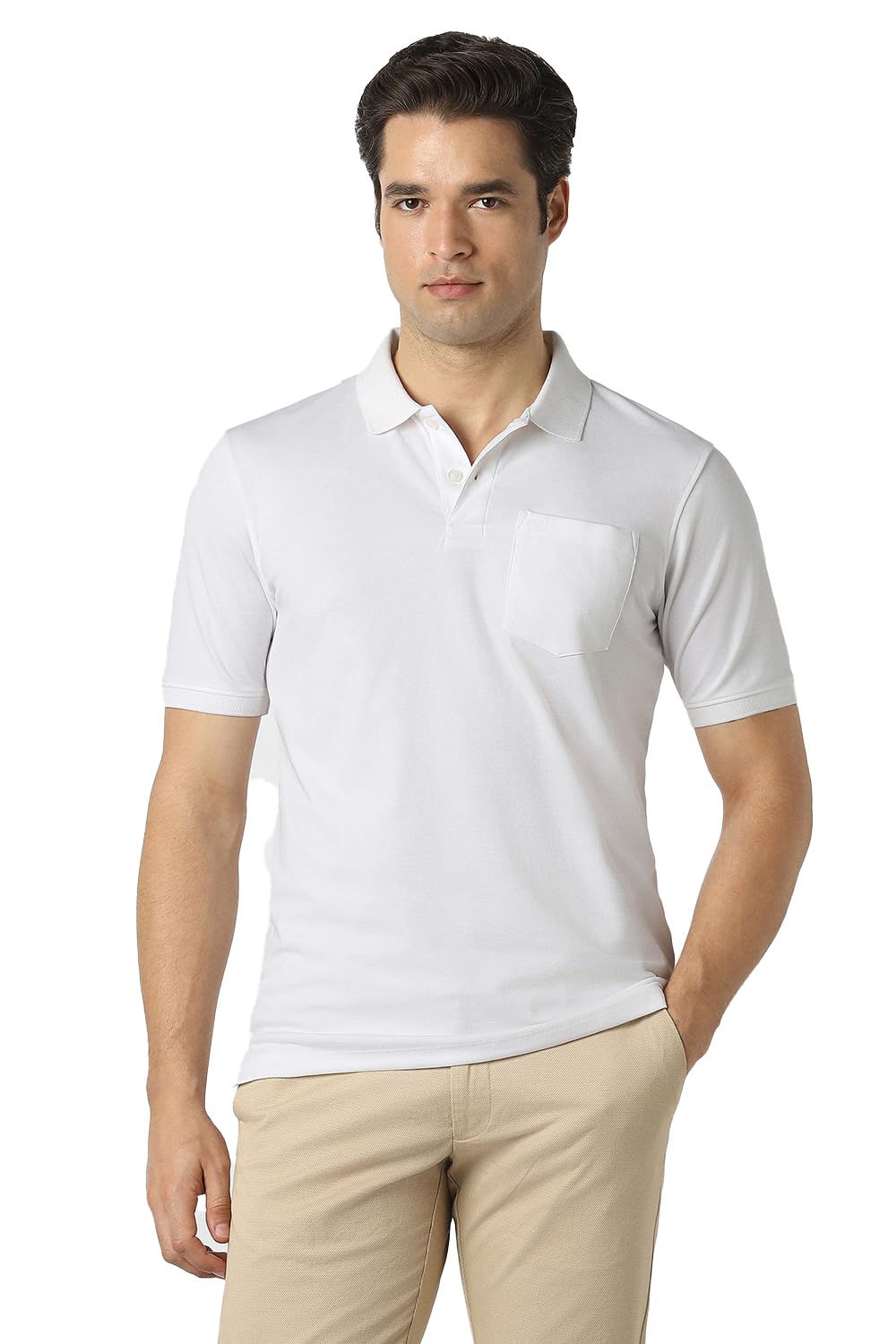 peter england Men White Solid Polo Neck T-Shirt-picture-47