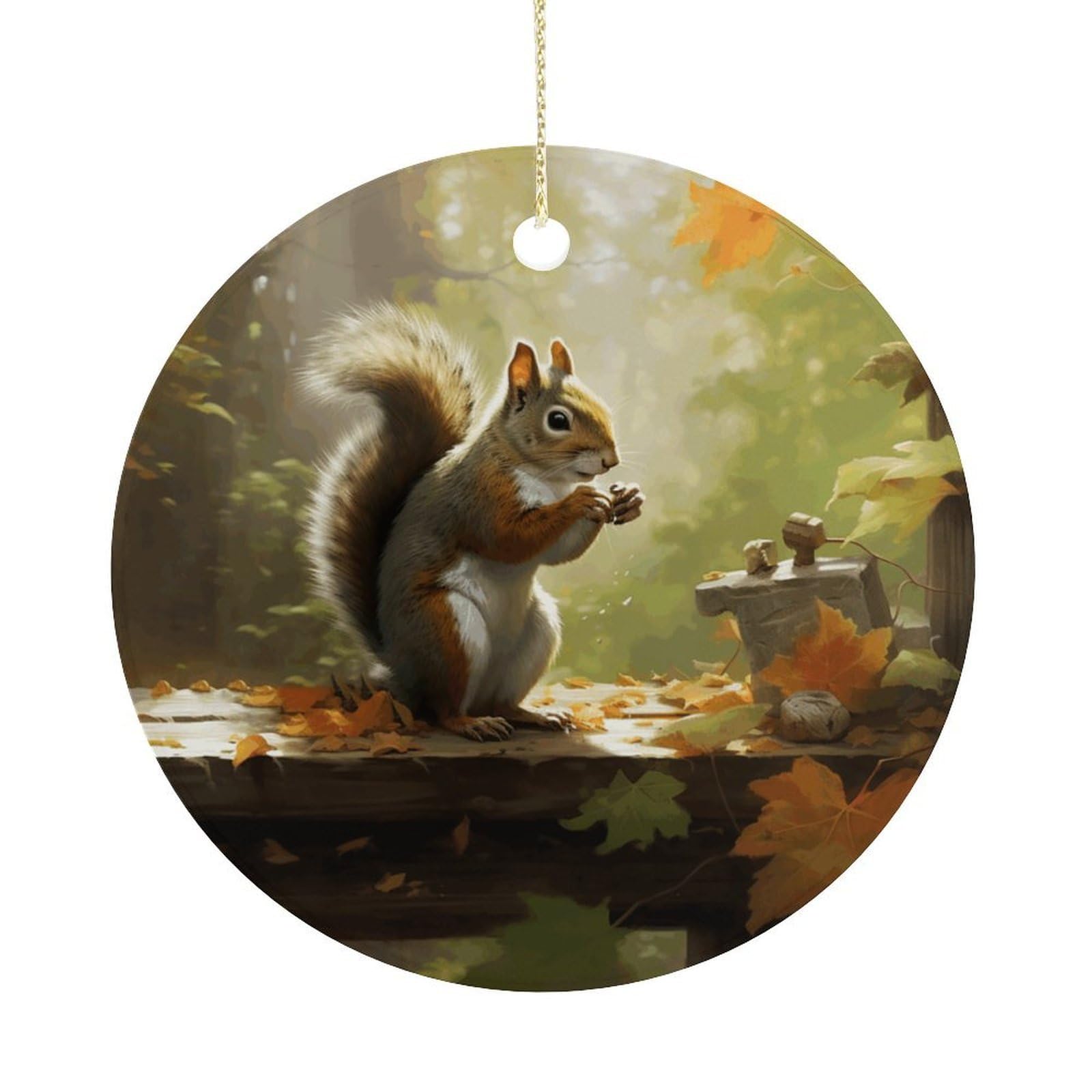 Adfgyerh Women's Style Squirrel Eats Nuts Hanging Ceramic Ornaments, Christmas Tree Decorations, Funny Home Decor Gifts For Sisters & Work Best Friends