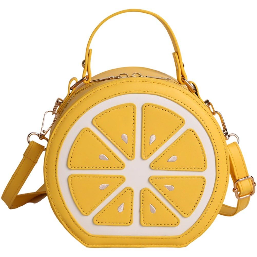 Fituenly Lemon Pattern Handbag Chain Crossbody Bag Fruit Shaped Shoulder Bag Purse for Women Shopping Travel Beach Dating and Daily Use