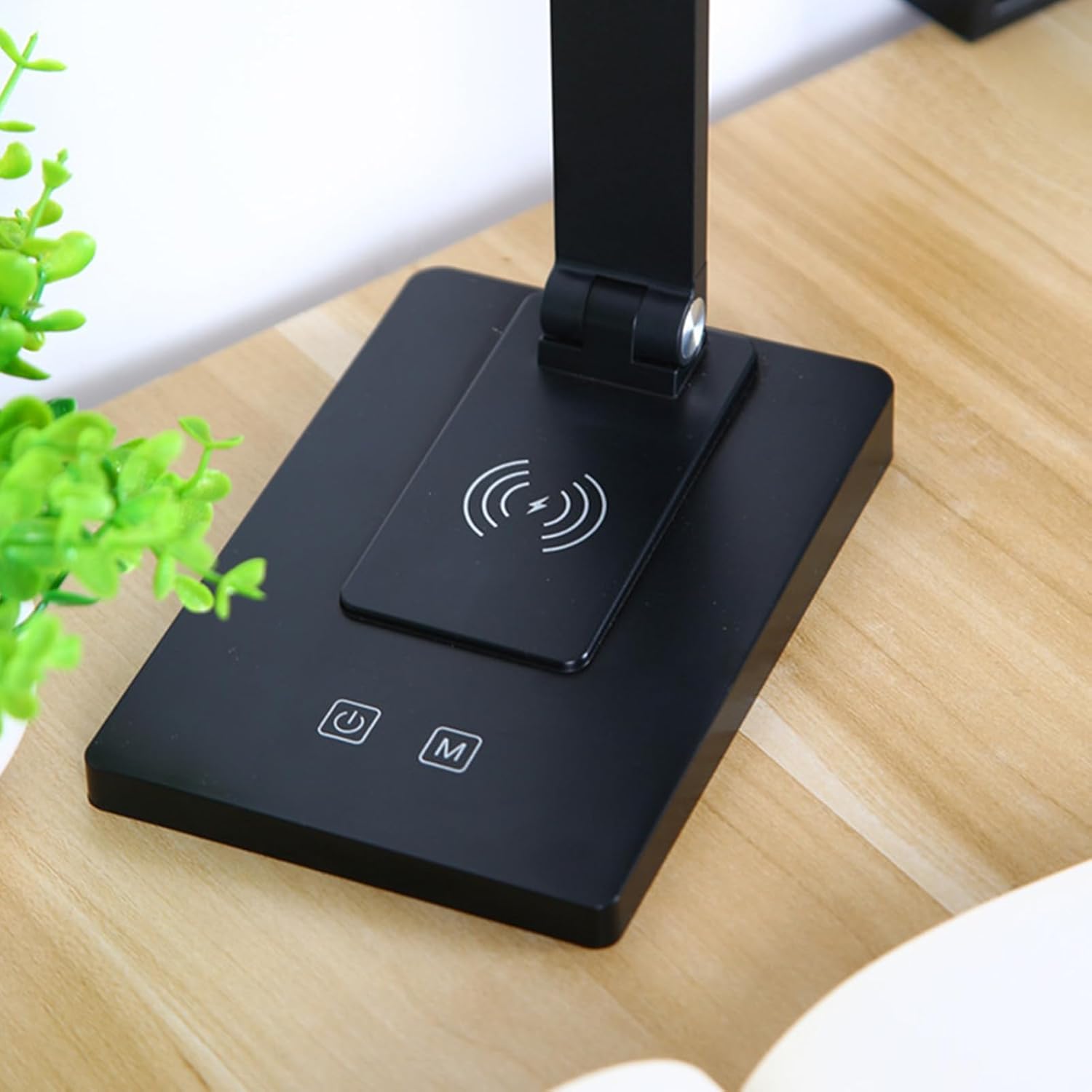 LED Desk Lamp, 3 Level Brightness USB Wireless Charging Foldable Eye Caring Table Lamp Rechargeable Metal Desk Light with 5 Color Temperature Adjustment for Office Reading (Rechargeable