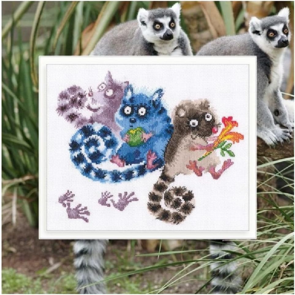 RTO Cross Stitch Embroidery Kits for Adults Animals, Humor - Whose are These Traces? 21x17.5cm/8.3x6.9 16CT