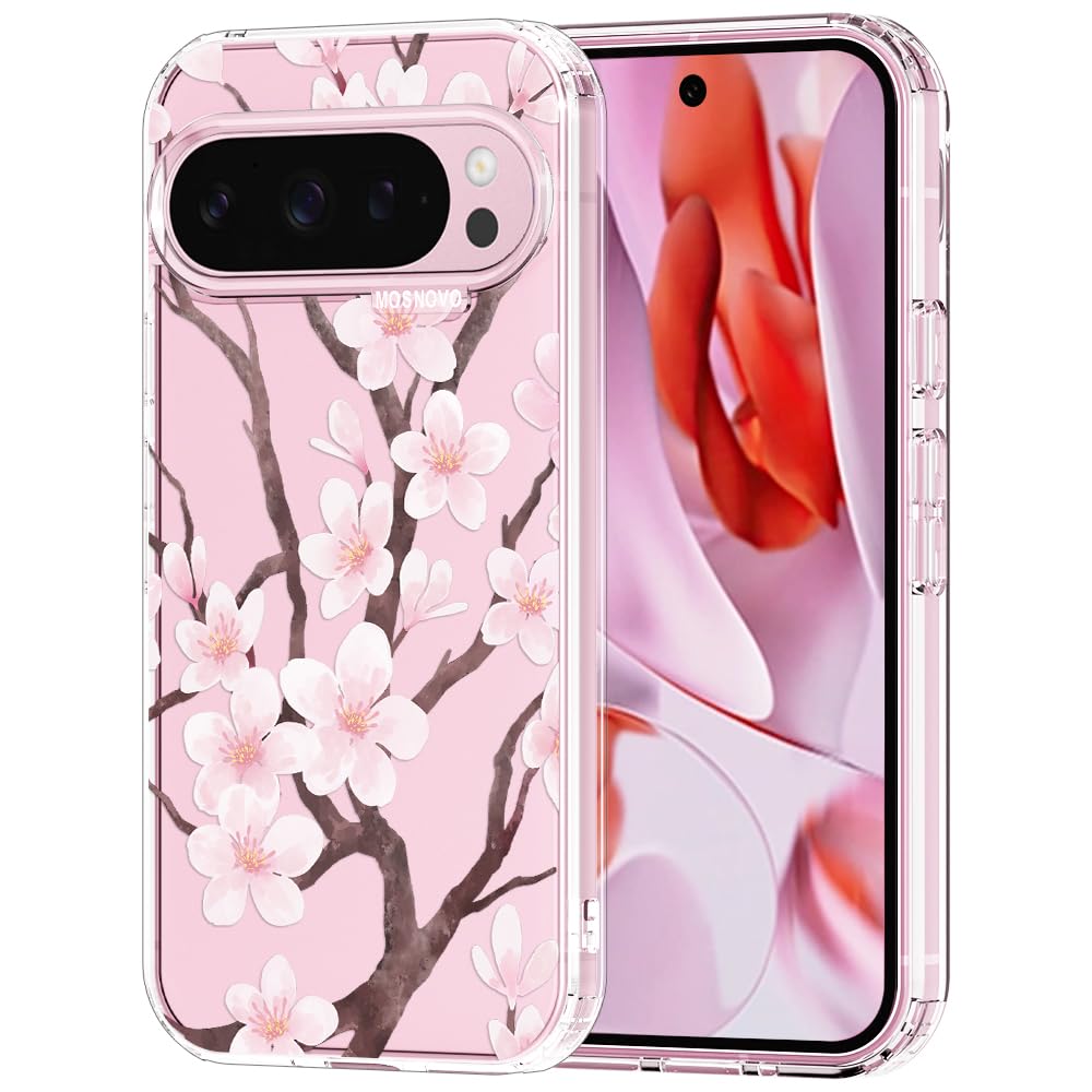 MOSNOVO Case for Google Pixel 9 & Pixel 9 Pro, [Buffertech 6.6ft Military-Grade Drop Protection] [Anti Peel Off Tech] Clear TPU Bumper Phone Case Cover Design - Great Wave — view 62