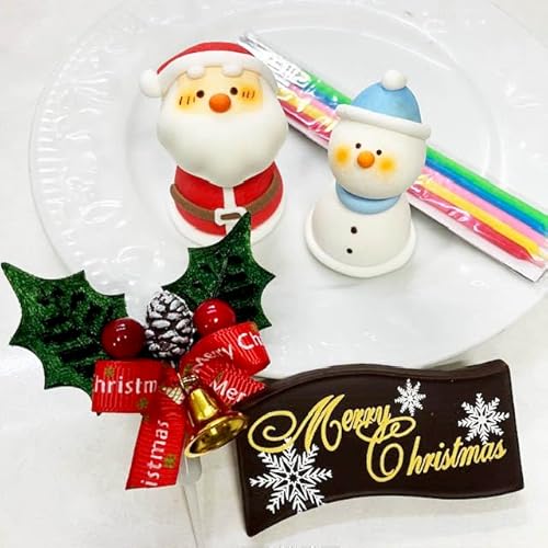 クリスマスケーキデコレーションオーナメントセットCI(サンタ、スノーマン、チョコレートプレート、ひいらぎ、キャンドル4点セット)ケーキ飾り